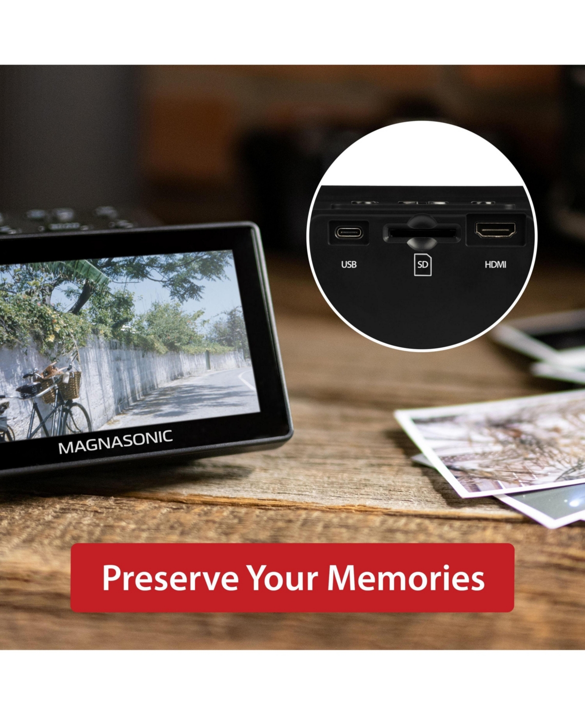 Magnasonic 25MP Film Scanner with Large 5" Display & Hdmi, Long Tray 35mm Negative Film Holders, Converts 35mm/126/110/Super 8 Film & 135/126/110