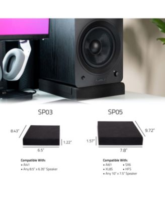 High Density Acoustic Foam Isolation Pads for Bookshelf Speakers and Studio Monitors, 10" x 7.5", Improved Sound, Vibration Damping, Multiple Listening Angles - Pair (SP05)