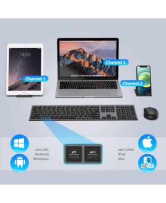 DK03 Bluetooth Keyboard and Mouse, Rechargeable Dual-Mode (Bluetooth 4.2 + 2.4G) Wireless Keyboard and Mouse Combo
