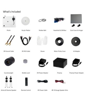 High Fidelity Turntable System with Phono Preamp, Powered Speakers, Ortofon 2M Cartridge, Bluetooth Amp