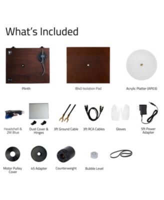 High Fidelity Vinyl Turntable with Ortofon 2M Blue Cartridge and Anti-Vibration Wood Isolation Base