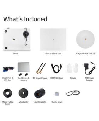 High Fidelity Vinyl Turntable with Ortofon 2M Blue Cartridge and Anti-Vibration Wood Isolation Base