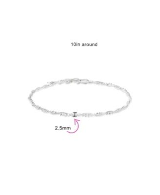 Twisted Bead Snake Chain Anklet Ankle Bracelet Sterling Silver 9-10"