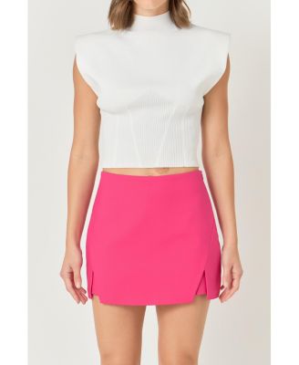 Women's Mock Neck Padded Knit Top