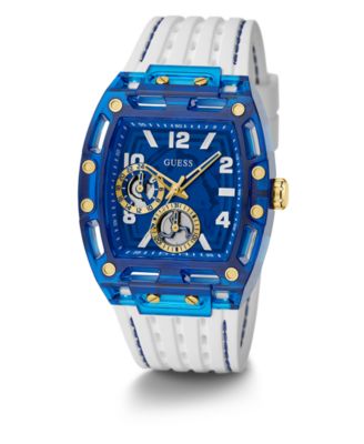 Men's Multi-Function White Silicone Watch, 44mm