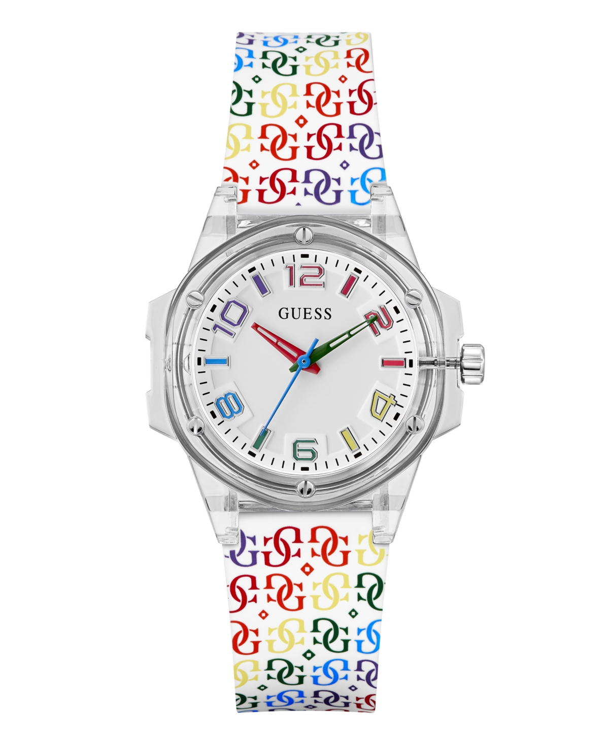 Guess Women's Analog Clear Silicone Strap Watch, 34mm