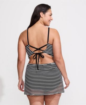 Women's Plus Size Crochet Monokini Swim Dress Swimsuit