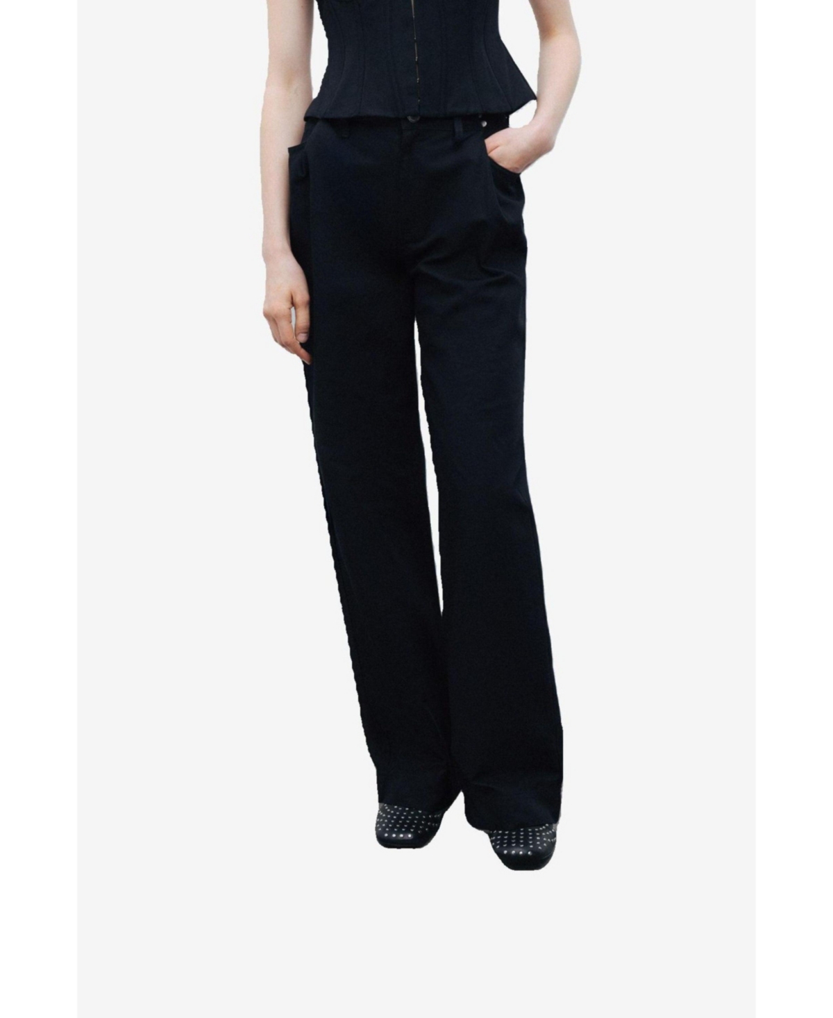 Women's Waist Detailed Pants - Black