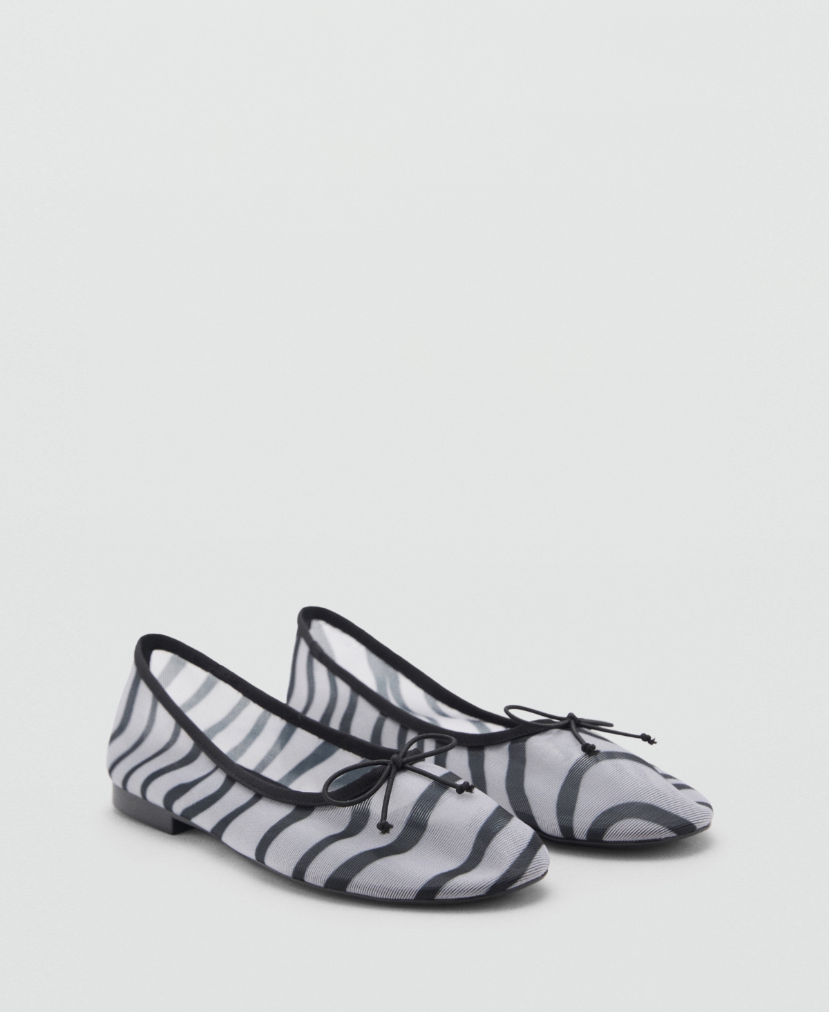Shop Mango Women's Animal Print Mesh Ballerina Flats In White