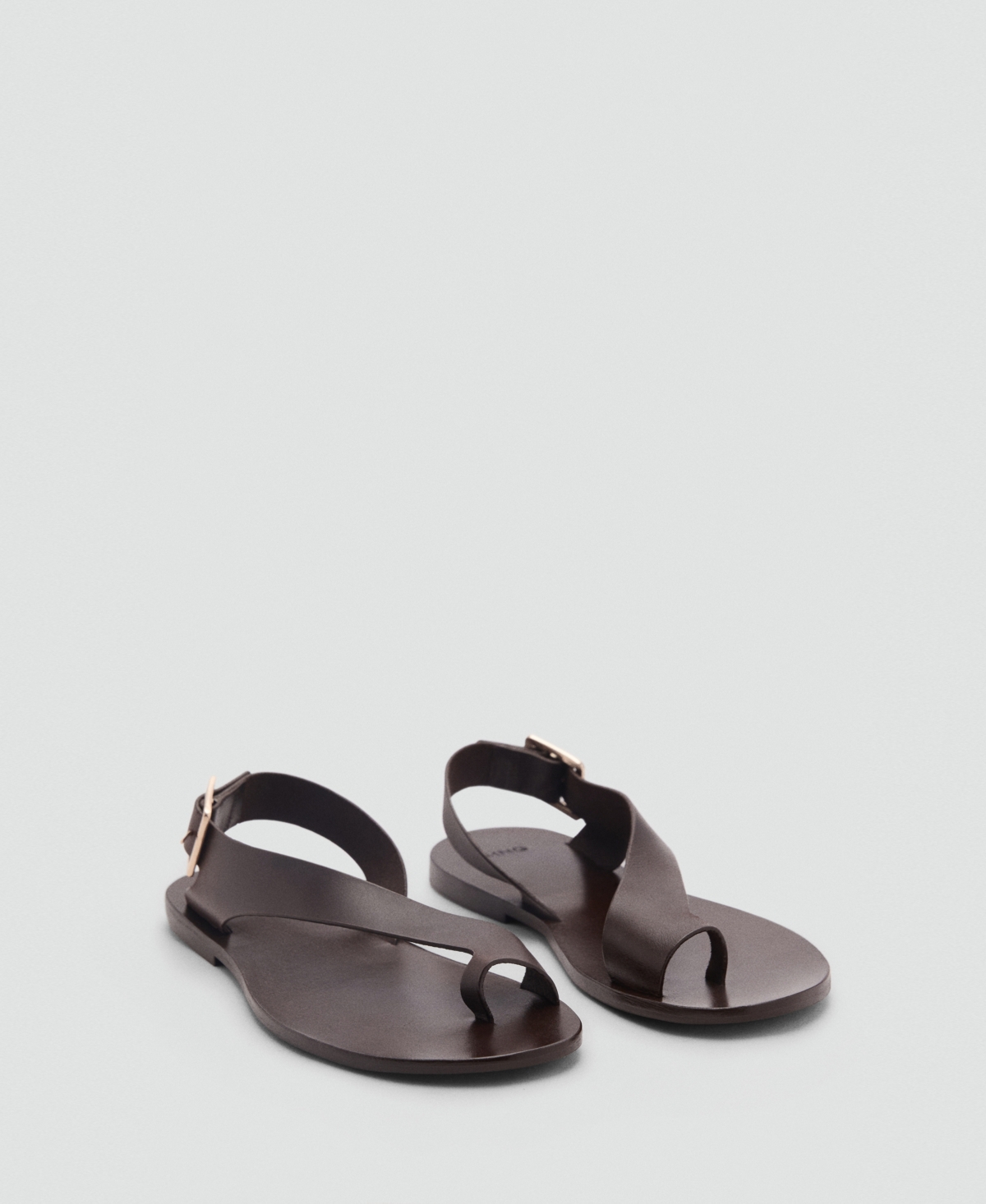 Mango Leather Sandals With Cross Strap Chocolate In Chocolate