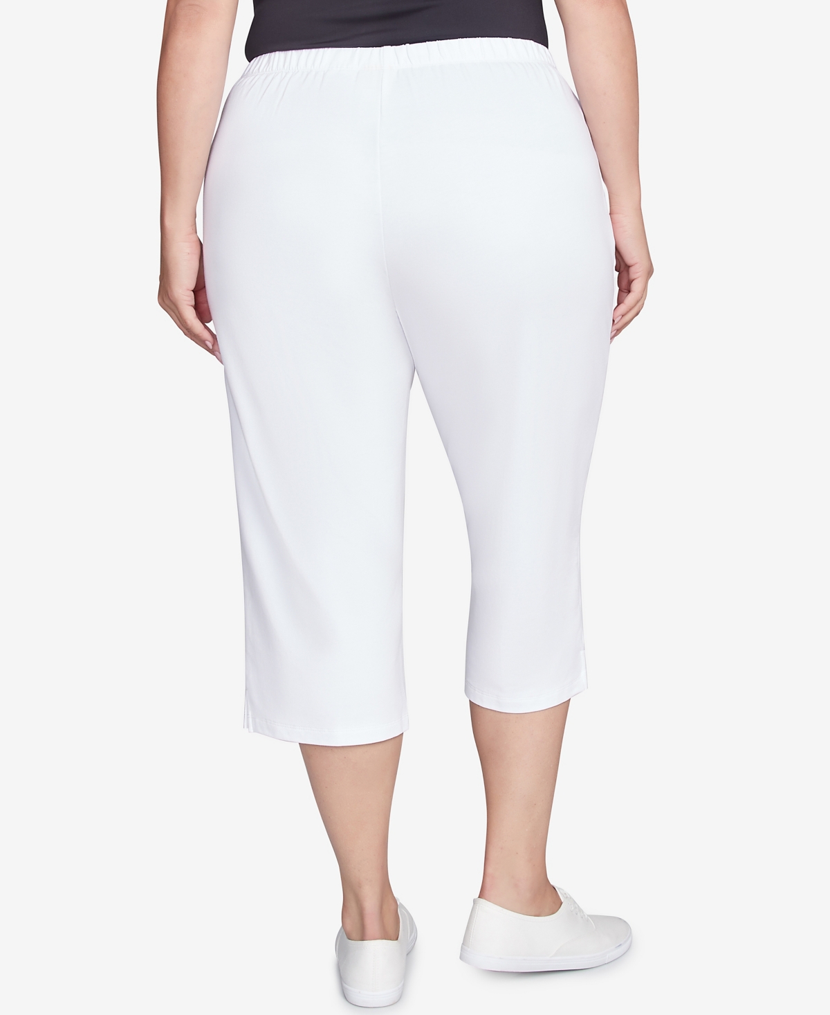Ruby Rd. Plus Size Elastic Waist Pull-on French Terry Capri Pants In White