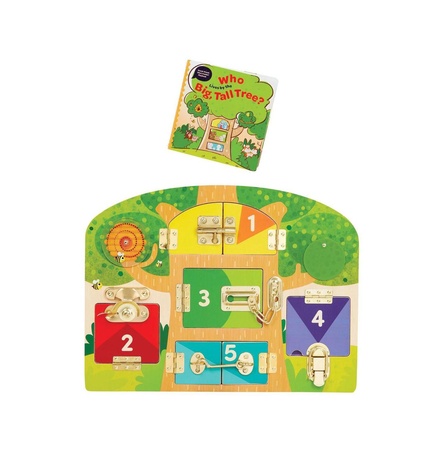 Детские игрушки Battat Wooden Lock & Latch Board Fine-Motor Learning, 2-Piece Set, Ages 3+, цвет: Разноцветный — фото 4