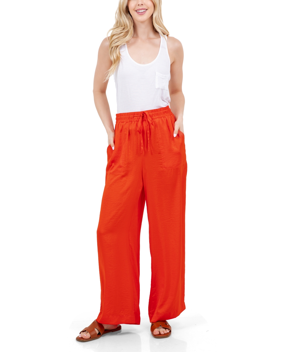 Women's Solid Drawstring Pant - Poinciana