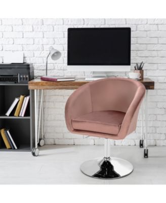 360 Degree Swivel Makeup Stool Accent Chair with Round Back and Metal Base