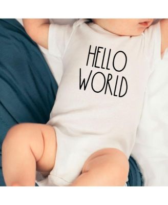 Baby Girl and Boy Hello World Short Sleeve Bodysuit
