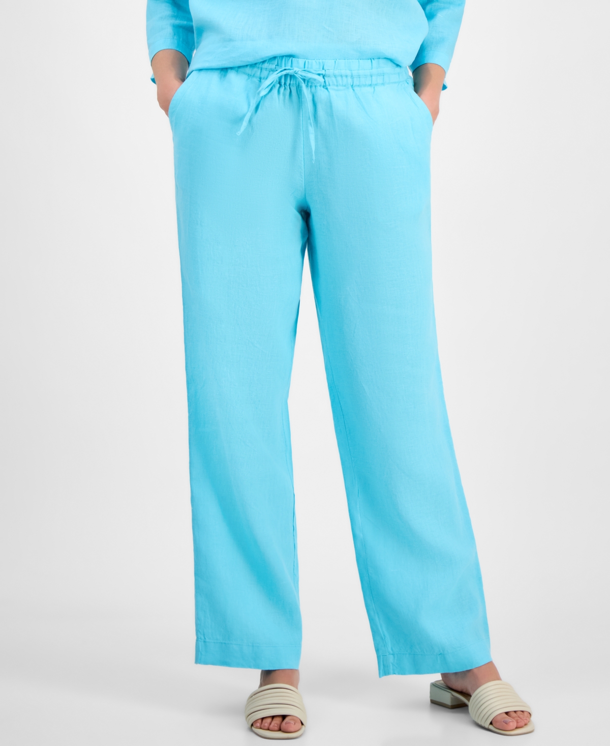 CHARTER CLUB WOMEN'S 100% LINEN DRAWSTRING PANTS, CREATED FOR MACY'S 
