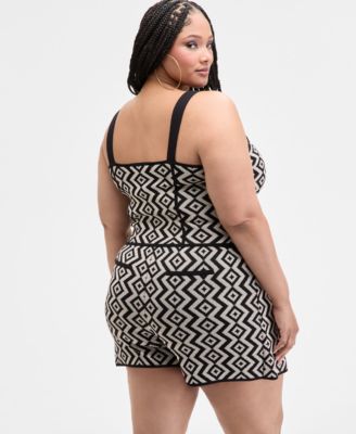 Trendy Plus Size Geo-Knit Tank
