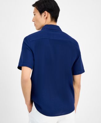 Men's Short-Sleeve Solid Textured Shirt, Created for Macy's  
