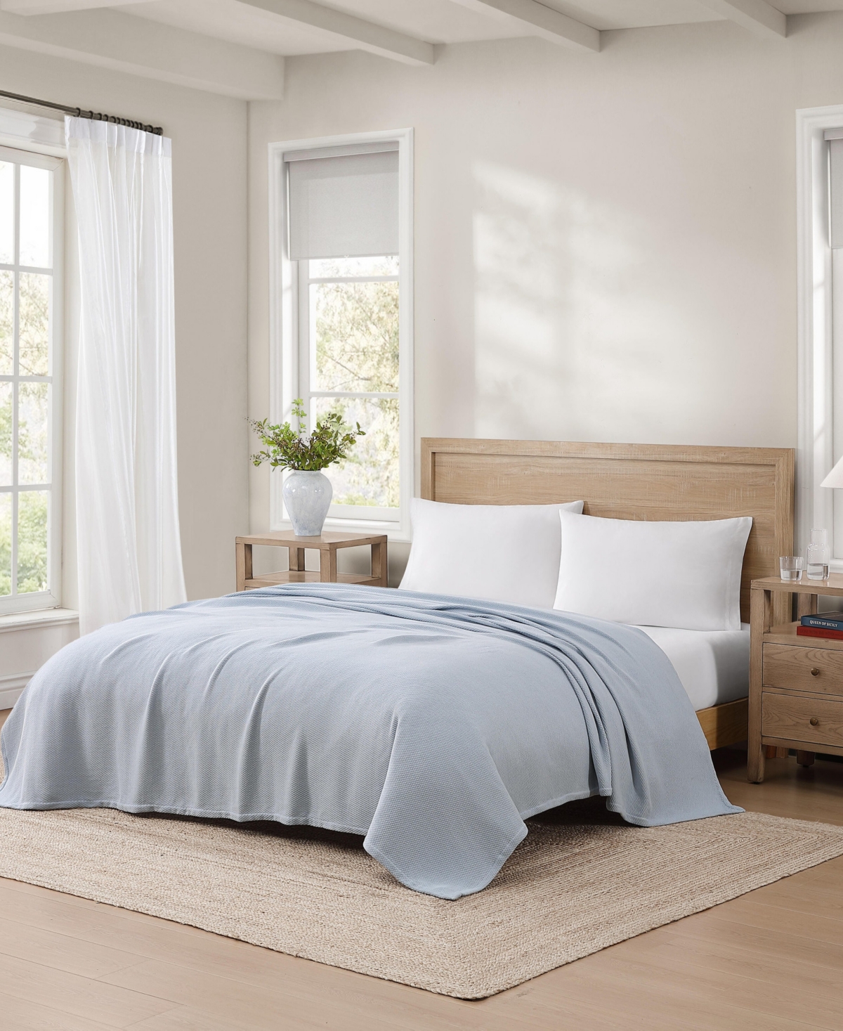 Tommy Hilfiger Pique Solid Cotton Blanket, King