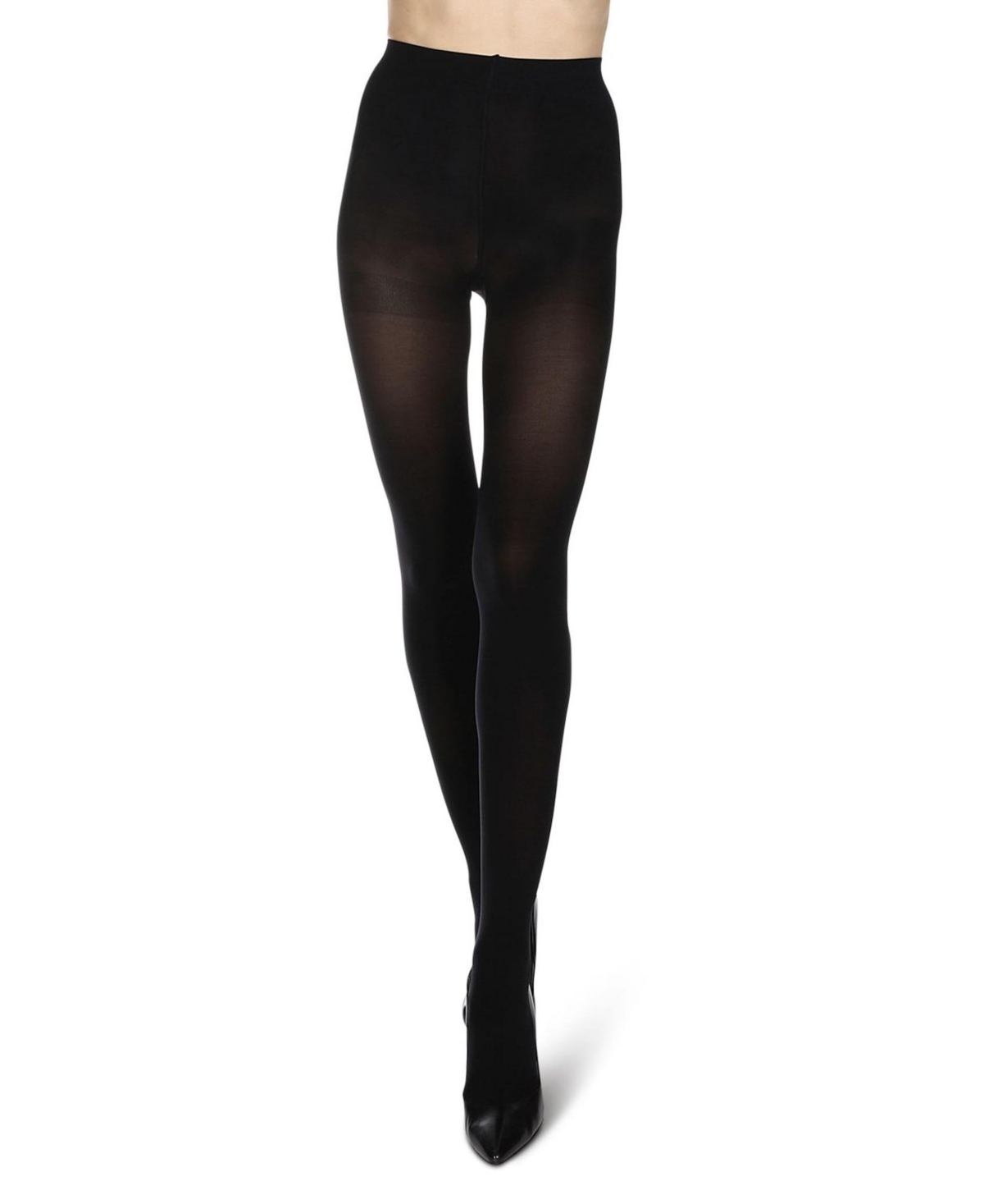 Memoi Flat Knit Sweater Tights In Black