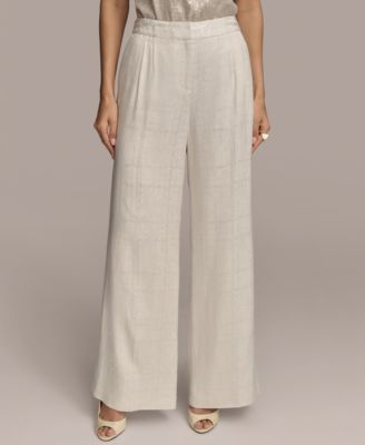 Donna Karan New York - Women's Linen-Blend Jacquard Wide-Leg Pants