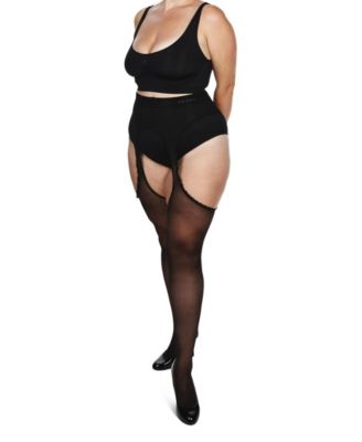 Plus Size Curvy Suspender Lace Trim Pantyhose MM-2619	