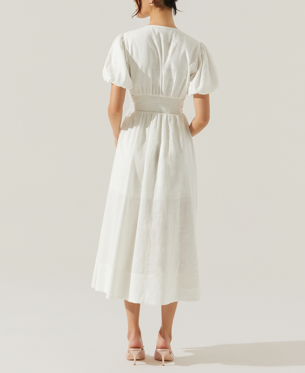Astr the Label Women's Citrine Puff-Sleeve Linen & Cotton Midi Dress