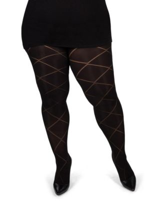 Plus Size  Diamond Opaque Curvy Control Top Tights MM-2322	
