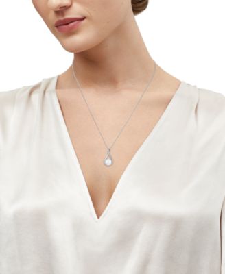 Cultured Freshwater Pearl (9mm) and Diamond Accent Pendant 18" Necklace in 14k Gold