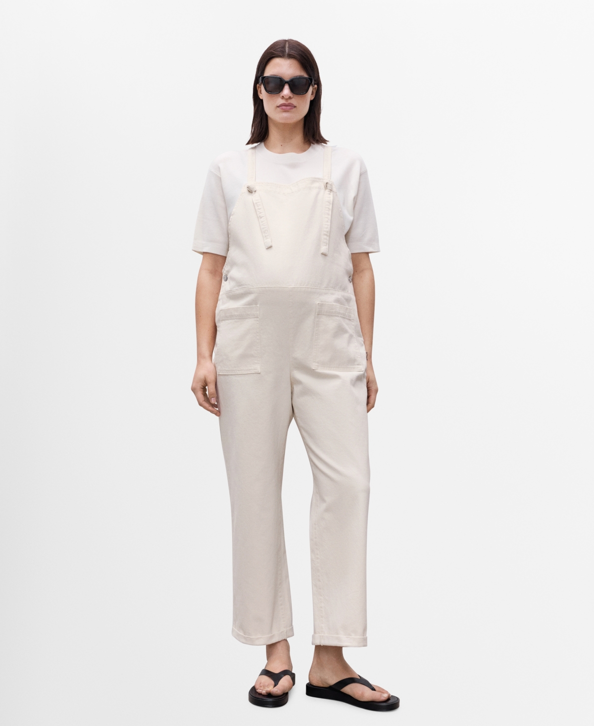Women's Maternity Denim Dungarees - Off White