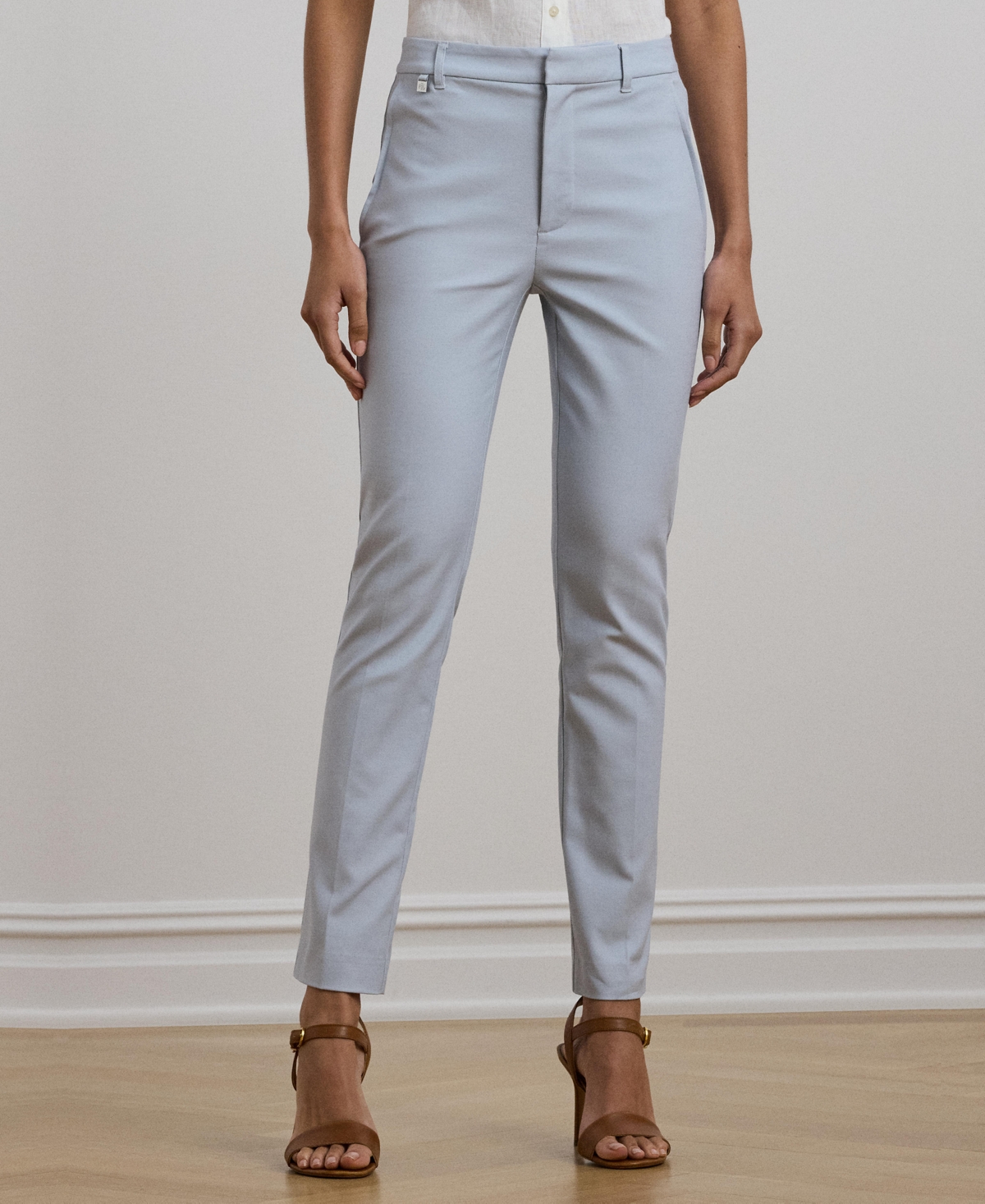 Ralph Lauren Double-faced Stretch Cotton Pant, Regular & Petites In Aqua Pearl
