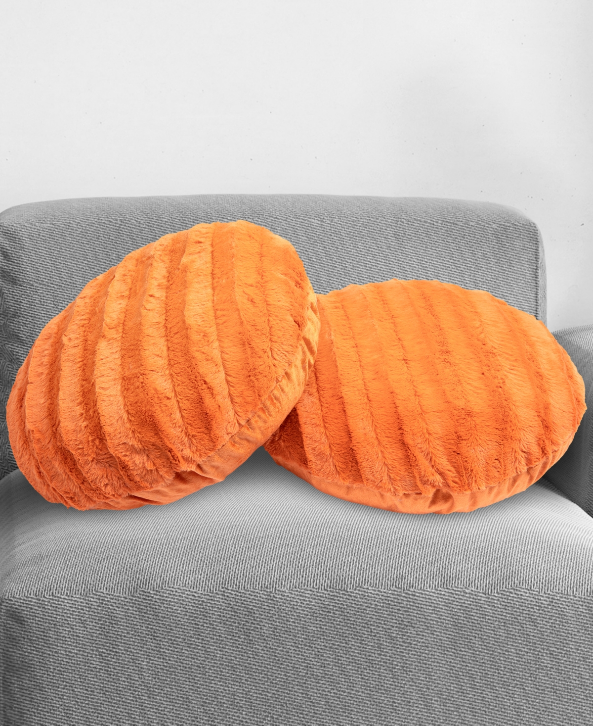 Cheer Collection Decorative Round Pillow Set, 18" X 18" In Orange