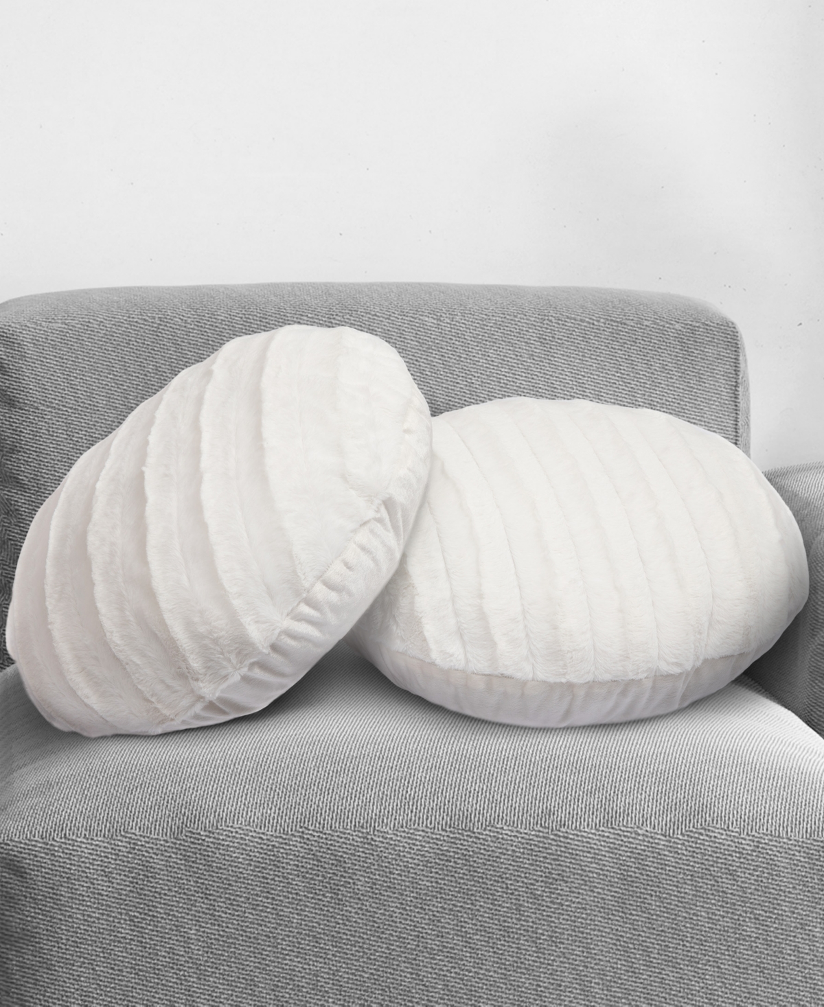 Cheer Collection Decorative Round Pillow Set, 18" X 18" In White