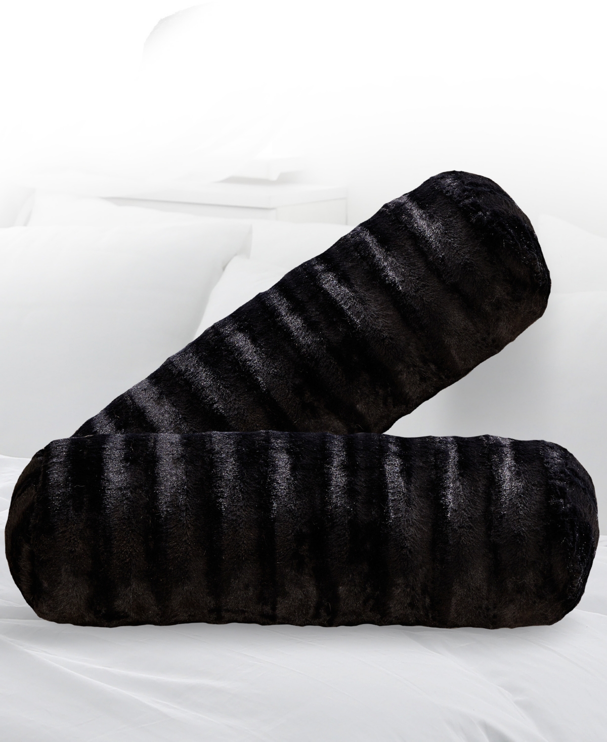 Cheer Collection Bolster Decorative Pillow Set, 8" X 24" In Black