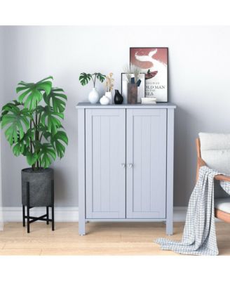 2-Door Bathroom Floor Storage Cabinet Space Saver Organizer