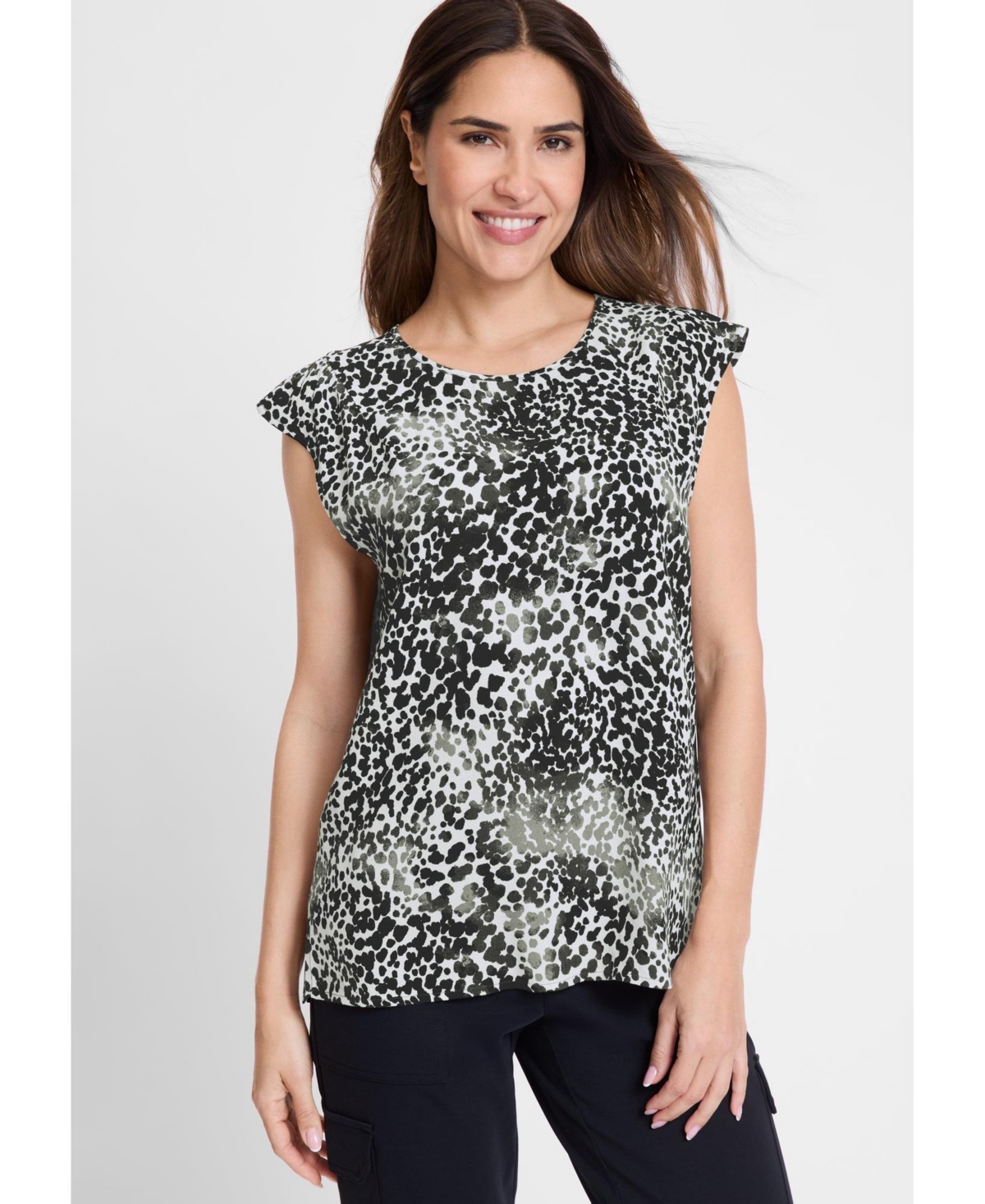 Women's Modern Animal Print Blouse - Jungle khaki