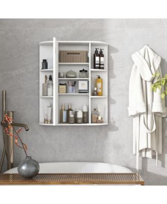 Bathroom Wall Medicine Cabinet Wall Mounted Storage Organizer w/ Mirror Door