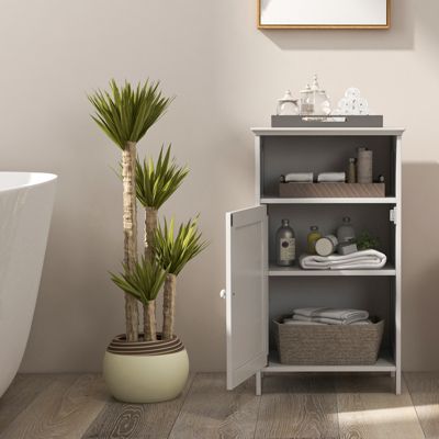 Bathroom Floor Storage Cabinet Side Table Adjustable Shelf Organize Freestanding