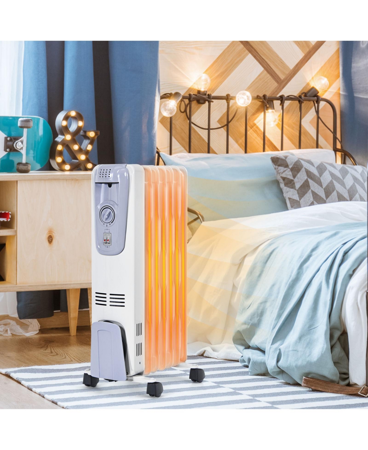 Gymax 1500W Oil Filled Space Heater Radiator w/ Adjustable Thermostat Home Office