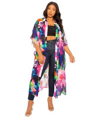 Women's Plus Size Print Shirtdress Cover Up