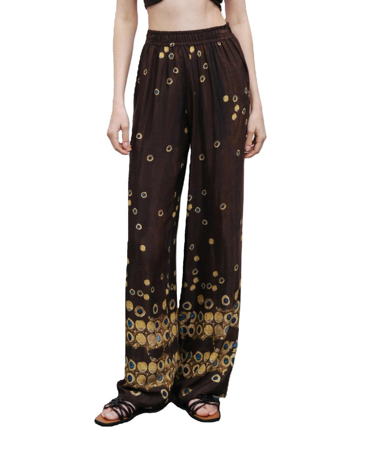 Women's Printed Flowing Pants - Multi-colored