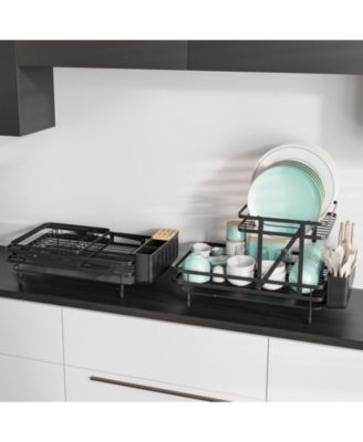 2-Tier Collapsible Dish Drainer Rack with Removable Drip Tray – Space-Saving Dish Drying Rack for Kitchen Organization