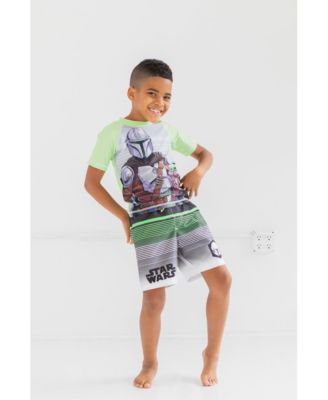 Boys The Mandalorian Pullover Rash Guard and Swim Trunks Outfit Set