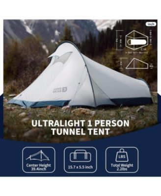 Jims Gear Ultralight Backpacking Tent, 1-2 Person Tunnel Tent with Vestibule, Waterproof and Windproof for High-Altitude Camping
