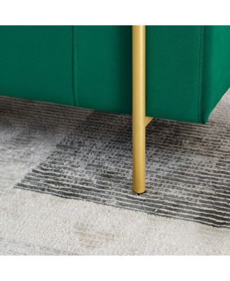 Upholstered Storage Bench with Cylindrical Armrests and Metal Legs Ottoman for Bedroom & Living Room or Entryway