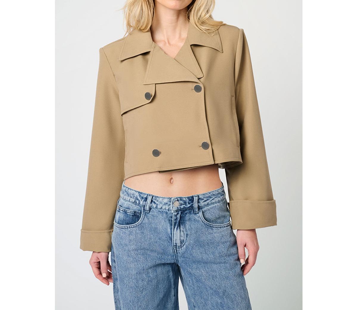 Women's Cropped Trench Coat - Soft brown