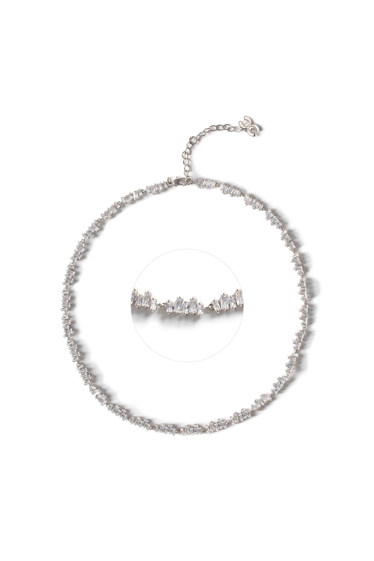 T Shape Zirconia Tennis Choker Necklace - Silver