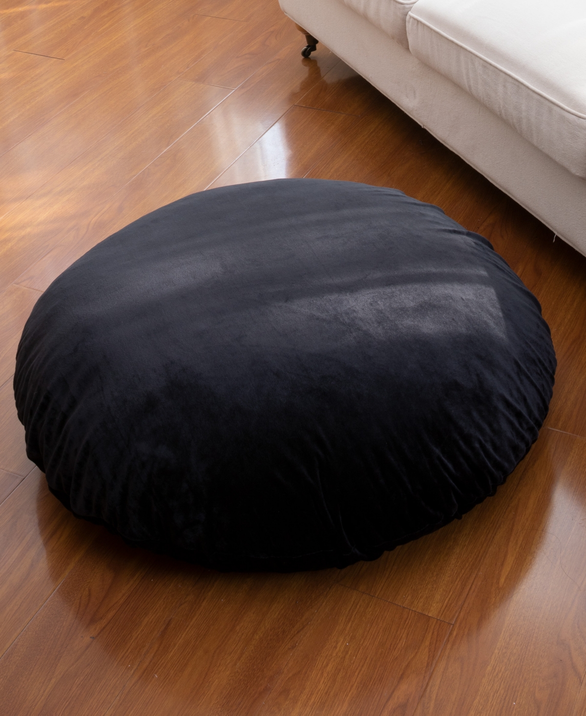 Cheer Collection Extra Large Round Floor Decorative Pillow, 32" X 32" In Black