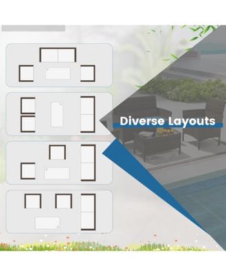 Set of 4 Furniture Set w/ Washable Cushions & Tempered Glass Coffee Table