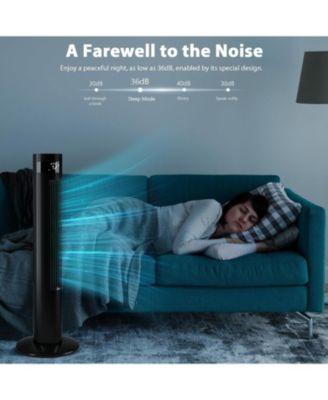 | Portable Oscillating Bladeless Fan | Electric Standing Fan with Remote, Quiet, 3 Speeds, Timer